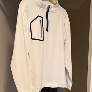 Peter Millar White Pullover with Navy Trim